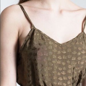 Rodebjer mud green silk clavi lilies cami xs